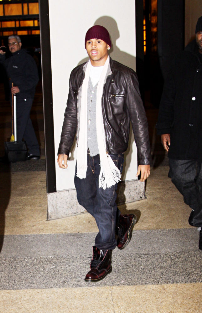 Chris Brown;<br>Chris Brown outside MTV studios