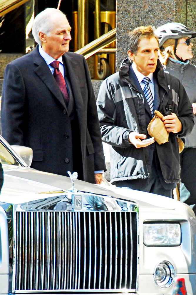 Alan Alda;Ben Stiller;<br>Celebrities Filming on The Set of 'Tower Heist'