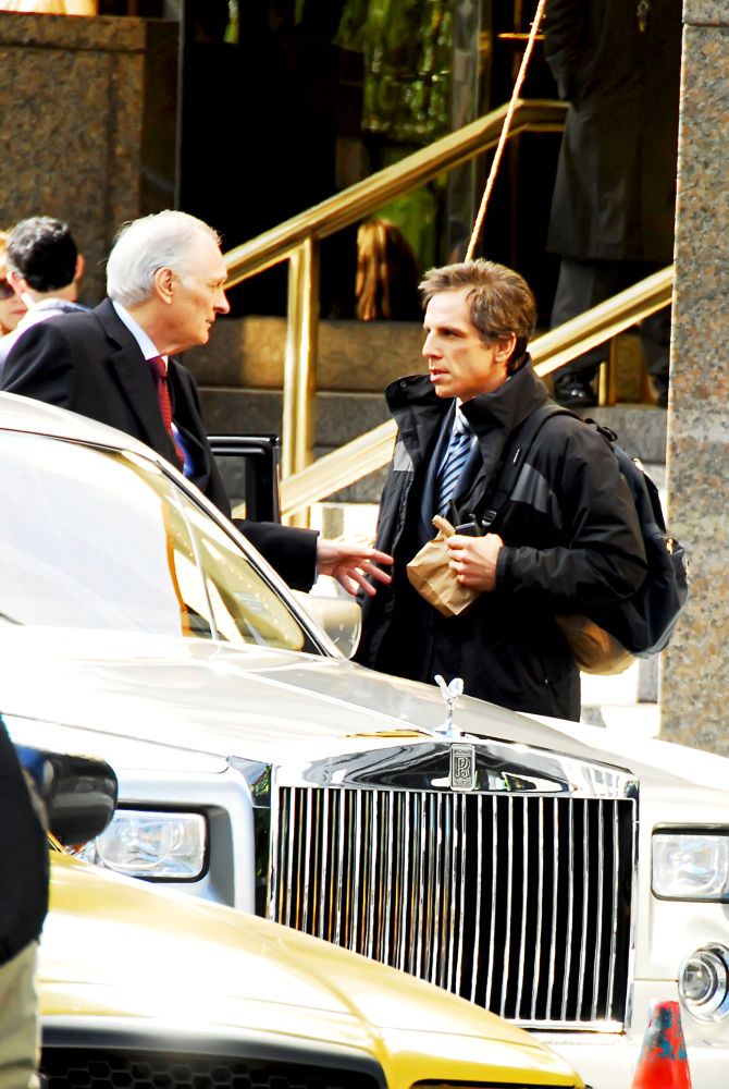 Alan Alda;Ben Stiller;<br>Celebrities Filming on The Set of 'Tower Heist'