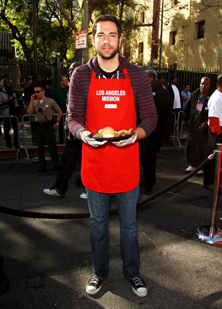 Zachary Levi;<br>Celebrities Volunteer on Christmas Eve to Serve The Homeless