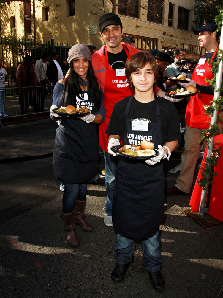 Carole Marini;Gilles Marini;George Marini;<br>Celebrities Volunteer on Christmas Eve to Serve The Homeless
