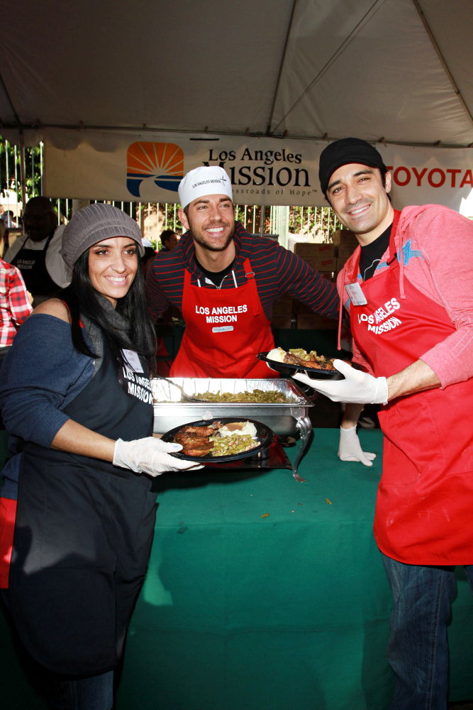 Carole Marini;Zachary Levi;Gilles Marini;<br>Celebrities Volunteer on Christmas Eve to Serve The Homeless