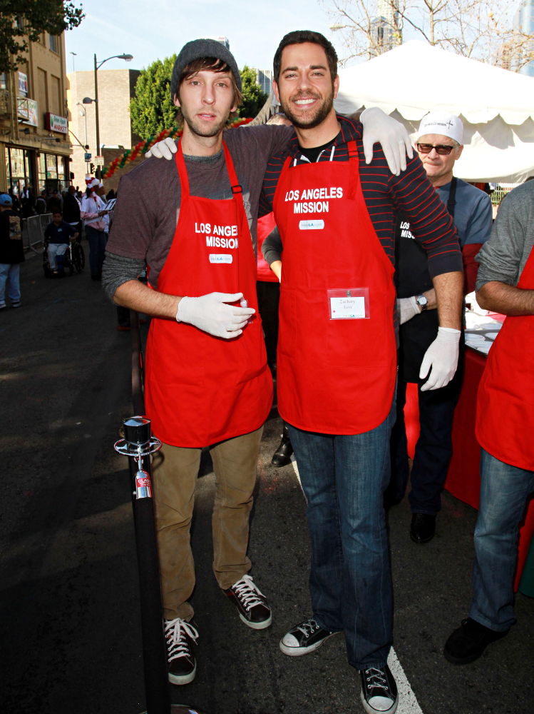 Joel Moore;Zachary Levi;<br>Celebrities Volunteer on Christmas Eve to Serve The Homeless