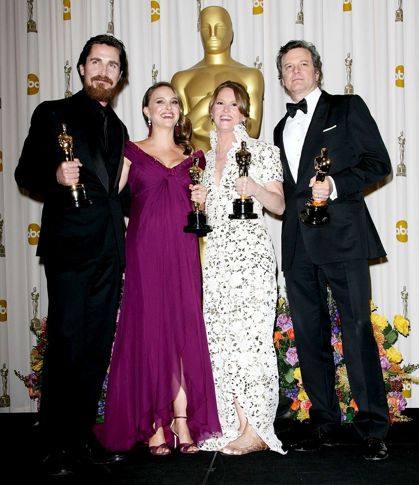 Christian Bale;Natalie Portman;Melissa Leo;Colin Firth;<br>83rd Annual Academy Awards (Oscars) - Press Room