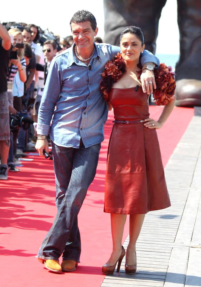 Salma Hayek and Antonio Banderas Parading Along Pier at Cannes Film Fest
