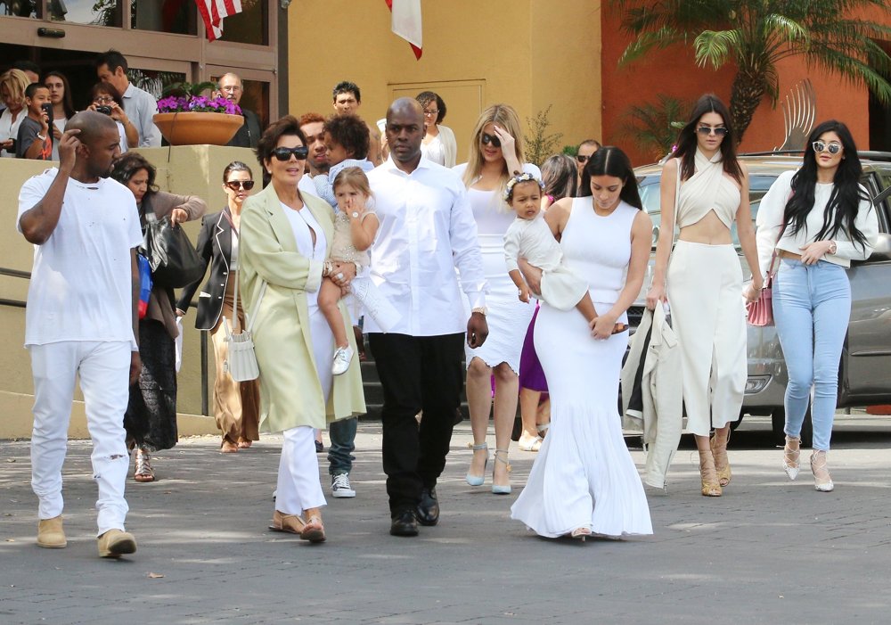 Kanye West;Kourtney Kardashian;Kris Jenner;Penelope Disick;Tyga;King Cairo Stevenson;Corey Gamble;Khloe Kardashian;North West;Kim Kardashian;Kendall J<br>The Extended Kardashian-Jenner Family Attend Church on Easter Sunday