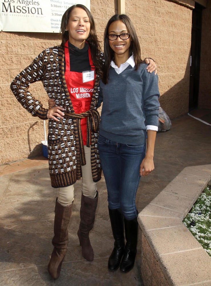 Keisha Nash;Zoe Saldana;<br>75th Anniversary of The Los Angeles Mission Serving Thanksgiving Dinner to The Homeless