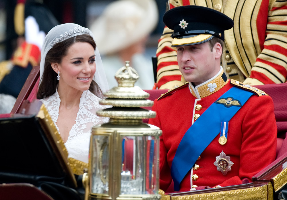 Prince William;Kate Middleton;<br>Catherine Middleton, Duchess of Cambridge, with Prince William, Duke of Cambridge, leaving the Abbey