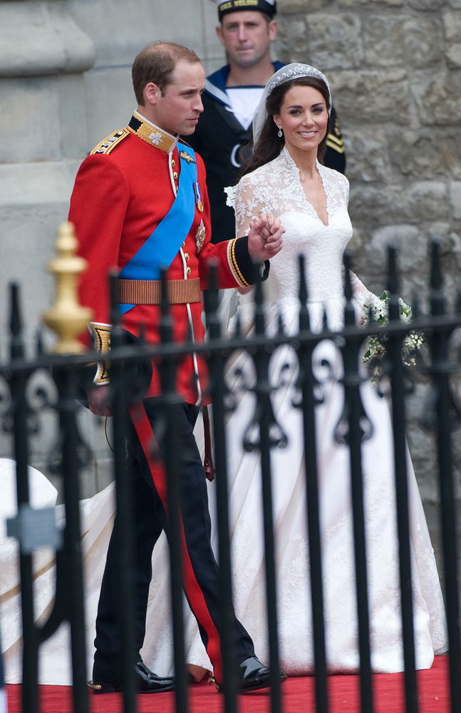Prince William;Kate Middleton;<br>Catherine Middleton, Duchess of Cambridge, with Prince William, Duke of Cambridge, leaving the Abbey