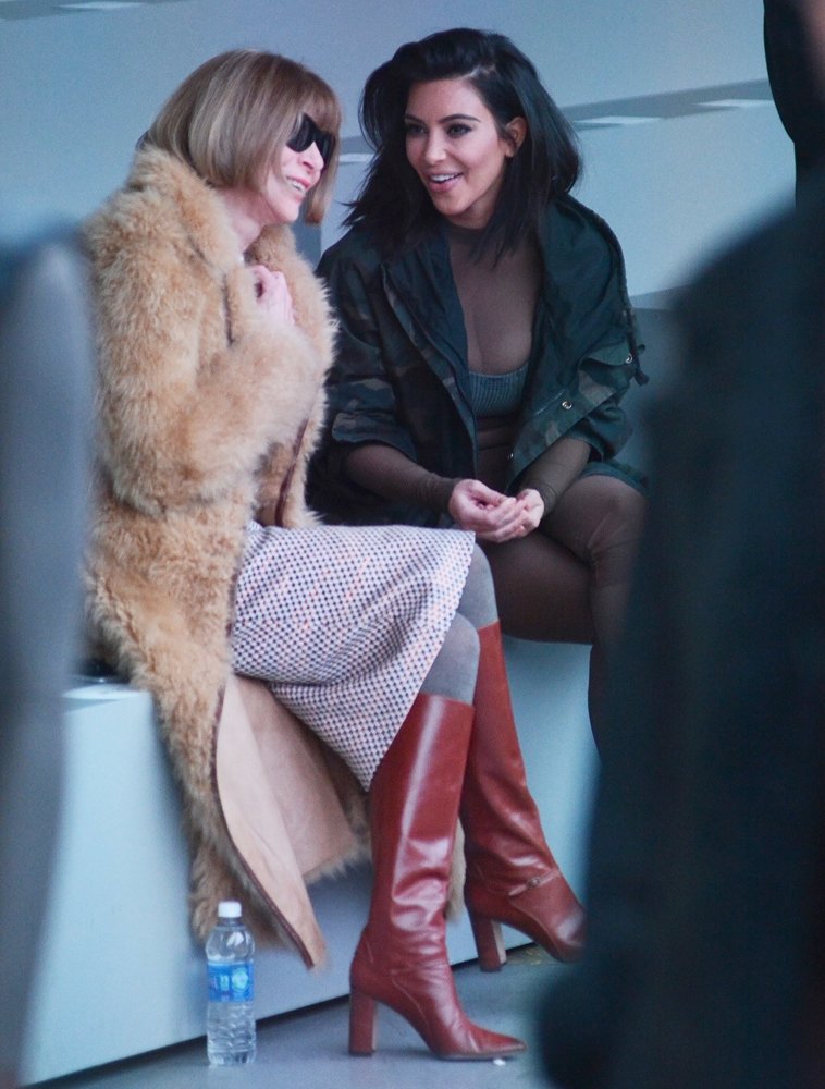 Anna Wintour;Kim Kardashian;<br>Mercedes Benz Fashion Week 2015 - Kanye West and Adidas Originals - Inside