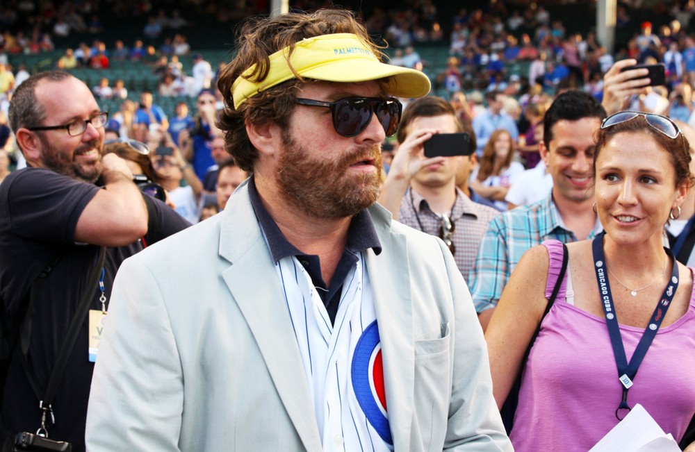 Zach Galifianakis;<br>Zach Galifianakis and Will Ferrell Promote Movie The Campaign by Throwing Out A Dueling First Pitch