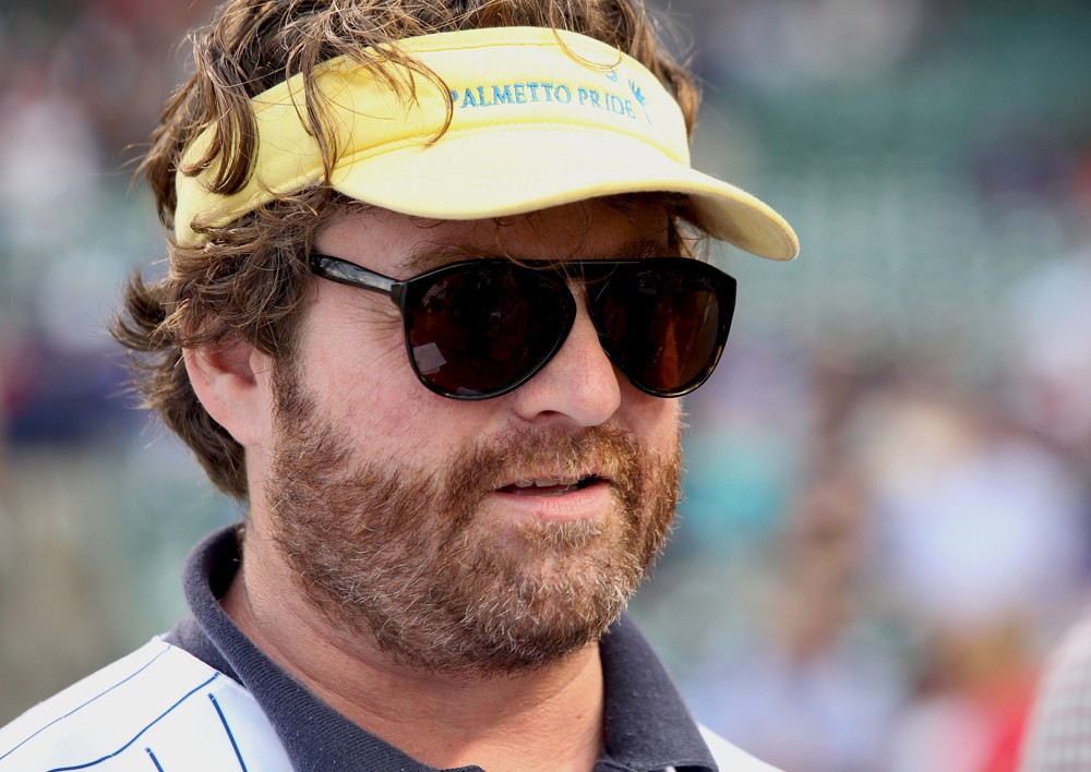 Zach Galifianakis;<br>Zach Galifianakis and Will Ferrell Promote Movie The Campaign by Throwing Out A Dueling First Pitch